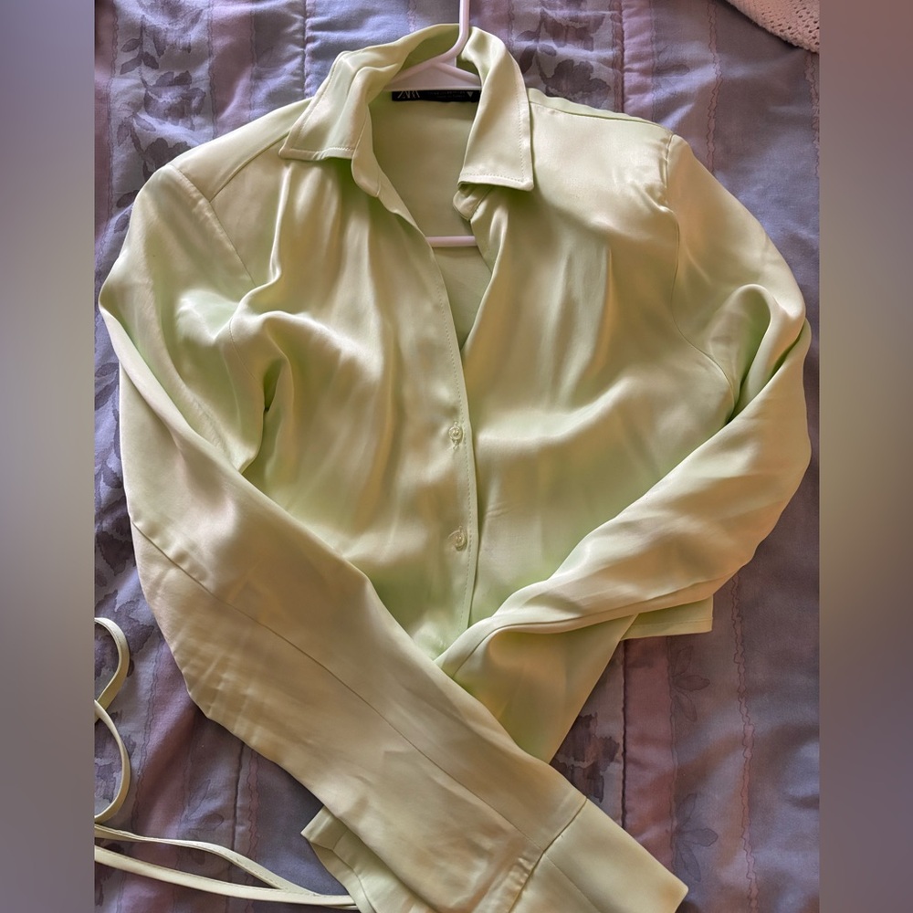 Light green silk top - Zara